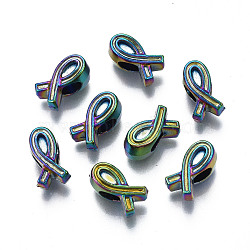 Rack Plating Rainbow Color Alloy European Beads, Large Hole Beads, Cadmium Free & Nickel Free & Lead Free, Scarf, 12x7x7mm, Hole: 4mm(PALLOY-S180-349)
