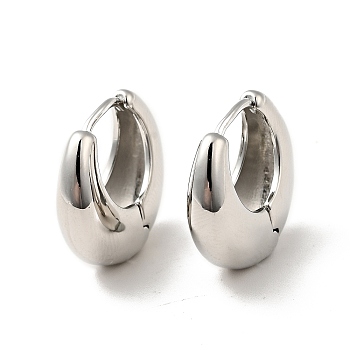 Rack Plating Brass Thick Hoop Earrings for Men Women, Platinum, 17x18x6mm, Pin: 0.8mm