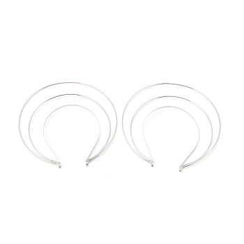 Iron Hair Band Findings, Triple-ring, for Lolita, Crown Accessories, Platinum, 220x220x5mm, Inner Diameter: 150x121mm