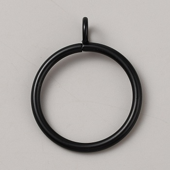 Iron Curtain Ring with Eyelets, Apply for Curtain Rod, Black, 56x46x4mm, Hole: 7x8.5mm