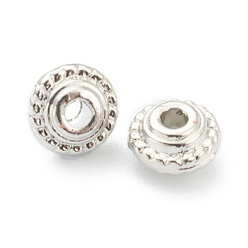 Alloy Spacer Beads, Cadmium Free & Lead Free, Disc, Real Platinum Plated, 5x3mm, Hole: 1.2mm