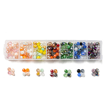 252Pcs 7 Style Electroplate Glass Beads Strands, Faceted, Rondelle, Mixed Color, 5.5~6x5mm, Hole: 1mm, about 36pcs/style