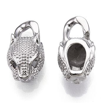 304 Stainless Steel Pendants, Leopard Head Charms, Stainless Steel Color, 18x10x8mm, Hole: 3.5mm