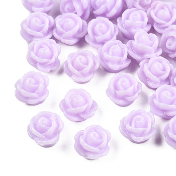 Opaque Resin Beads, Rose Flower, Plum, 9x7mm, Hole: 1mm