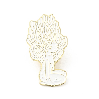 Mushroom Girl Enamel Pin, Gold Plated Alloy Cute Badge for Backpack Clothes, White, 30x17x1.5mm