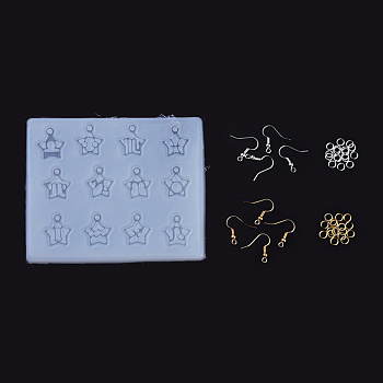 DIY Earrings Kits, with Brass Earring Hooks, Iron Jump Rings, Star Pendant Silicone Molds, White, 19x17x0.5mm, Hole: 2mm, 40pcs/set