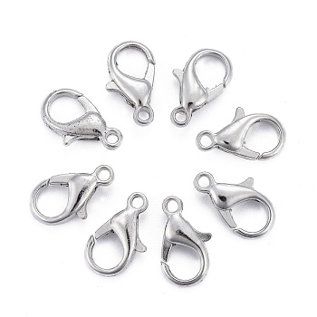 Zinc Alloy Lobster Claw Clasps, Parrot Trigger Clasps, Cadmium Free & Lead Free, Platinum, 14x8mm, Hole: 1.8mm