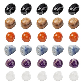 12Pcs 6 Style Natural Mixed Gemstone Beads, No Hole Beads, Nuggets, Tumbled Stone, 14~26x13~21x12~18mm, 2pcs/style