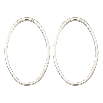 Brass Linking Rings, Cadmium Free & Lead Free, Long-Lasting Plated, Oval, Silver, 26x16x1mm, Inner Diameter: 24x14mm