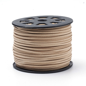Faux Suede Cords, Faux Suede Lace, Navajo White, 1/8 inch(3mm)x1.5mm, about 100yards/roll(91.44m/roll), 300 feet/roll