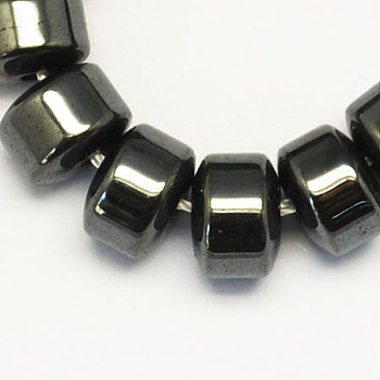 Non-magnetic Synthetic Hematite Beads Strands, Grade A, Column, Black, 8x6mm, Hole: 1.5mm