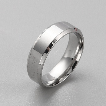 Stainless Steel Simple Plain Band Ring for Women, Stainless Steel Color, US Size 6 3/4(17.1mm)