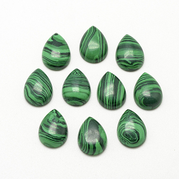 Synthetic Malachite Cabochons, Dyed, teardrop, 13~14x9~10x5mm