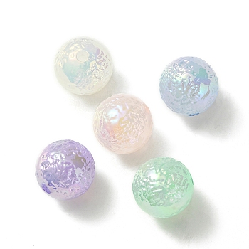 UV Plating Rainbow Iridescent Imitation Jelly Acrylic Beads,  Round, Mixed Color, 16x16x16mm, Hole: 3mm
