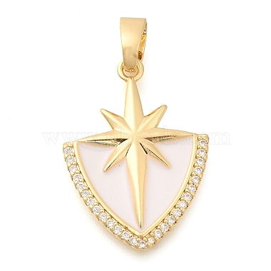 Golden White Triangle Brass+Cubic Zirconia+Enamel Pendants