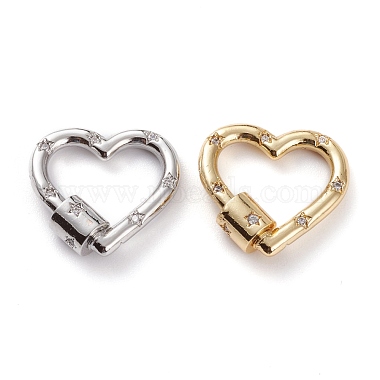 Mixed Color Heart Brass+Cubic Zirconia Locking Carabiner