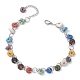Dyed Natural Lava Rock Disc Beaded Anklets(AJEW-AN00545)-1