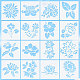 16Pcs 16 Patterns PET Plastic Hollow Out Drawing Painting Stencils Templates(AJEW-WH0332-76)-1