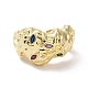 Colorful Cubic Zirconia Horse Eye Open Cuff Ring(RJEW-P032-40G)-2