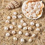 10Pcs Natural Cultured Freshwater Pearl Beads, Two Sides Polished, Seashell Color, 8~9.5x8~9.5x6.5~7.5mm, Hole: 0.7mm(PEAR-YW0001-29)