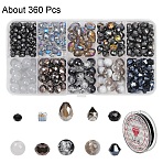DIY Jewelry Making Kit, Including 360Pcs Glass Beads & 1Pc Elastic Thread, Mixed Color, 4~11.5mm, Hole: 0.4~1.6mm(DIY-YW0013-18)