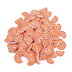 Handmade Polymer Clay Cabochons, Rainbow with Apple, Orange Red, 4~4.7x6~7x0.5~1mm, about 21739pcs/500g(CLAY-A007-13A)