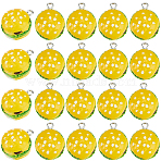 30Pcs Opaque Resin Pendants, with Platinum Tone Iron Loops, Imitation Food, Hamburger, Gold, 20x16x11mm, Hole: 2mm(RESI-SC0006-66)
