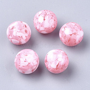 Resin Beads, Imitation Gemstone Chips Style, Round, Pink, 20mm, Hole: 2.5mm(RESI-T026-20mm-07)