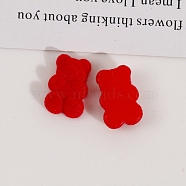 Flocking Resin Cabochons, Bear, Red, 18x11mm(PW-WG31224-03)