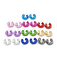 Twist Ring Acrylic Stud Earrings, Half Hoop Earrings with 316 Surgical Stainless Steel Pins, Mixed Color, 25.5x6mm(EJEW-P251-16)