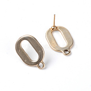 Alloy Stud Earring Findings, with Rings, Oval, Matte Light Gold, 19x12.5x1.5mm, Hole: 2mm, Pin: 1mm(PALLOY-WH0085-15LG)
