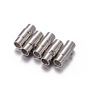 Stainless Steel Locking Tube Magnetic Clasps, Column, Stainless Steel Color, 18x8mm, Hole: 5mm(X-STAS-H019-3)