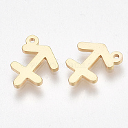 Ion Plating(IP) 304 Stainless Steel Charms, Constellation, Golden, Sagittarius, 10x8x1mm, Hole: 0.8mm(X-STAS-S107-06C)