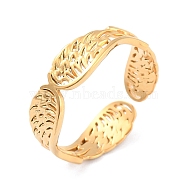 Ion Plating(IP) 304 Stainless Steel Wings Wrap Open Cuff Ring for Women, Golden, Inner Diameter: 17.3mm(RJEW-L103-20G)