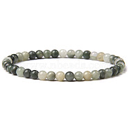 4mm Round Natural Green Line Jasper Beads Bracelet for Men, European and American Retro Simple Versatile Stretch Bracelets, 7-1/2 inch(19cm)(KG3069-2)