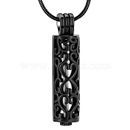 Stainless Steel Pendant Necklaces, Urn Ashes Necklaces, Column, Black, 21.65 inch(55cm)(PW-WG65922-06)