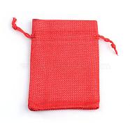 Burlap Packing Pouches Drawstring Bags, Red, 9x7cm(ABAG-Q050-7x9-18)