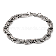 Tarnish Resistant 304 Stainless Steel Byzantine Chain Bracelets, with 201 Stainless Steeel Findings, Stainless Steel Color, 8-5/8 inch(22cm)(BJEW-B078-87P)