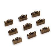 Brass Ribbon Crimp Ends, Antique Bronze, Lead Free, Cadmium Free and Nickel Free, about 10mm long, 7mm wide, hole: 1x3mm(J0JMT-NFAB)
