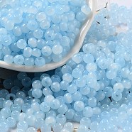 Glass Seed Beads, Imitation Cat Eye, Rondelle, Sky Blue, 4x3.3mm, Hole: 1.4mm(SEED-M011-02A-01)