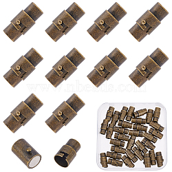 32Sets Brass Locking Tube Magnetic Clasps, Column, Antique Bronze, 15x7mm, Hole: 4.8mm(KK-SC0001-99)