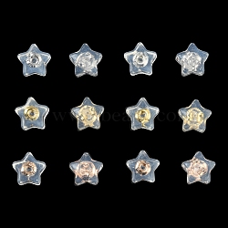 16Pcs 4 Colors Silicone Ear Nuts, Earring Backs, with Brass Findings, Star, Cadmium Free & Nickel Free & Lead Free, Mixed Color, 6x6x5mm, Hole: 0.7mm, 4pcs/color(SIL-YW0001-01)