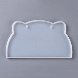 DIY Silicone Hangtag Molds, Resin Casting Molds, for UV Resin, Epoxy Resin Pendant Jewelry Making, Cat Shape, White, 129x226x12mm, Hole: 6.5mm, Inner Size: 119.5x211mm(DIY-TAC0005-29)