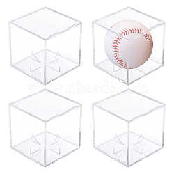 Square Actylic Baseball Display Box, Baseball Storage Case, Clear, 8.1x8.1x8.1cm(ODIS-WH0002-78)