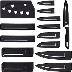 CHGCRAFT 13Pcs 7 Style Plastic Kitchen Knife Protective Cover, Kitchen Knife Storage Cover, Black, 97~207x27~103x6~10mm(AJEW-CA0002-70)