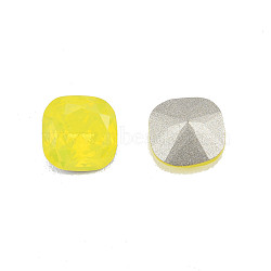 K9 Glass Rhinestone Cabochons, Pointed Back & Back Plated, Faceted, Square, Citrine, 8x8x4.5mm(MRMJ-N029-20-01)