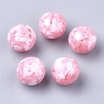 Resin Beads, Imitation Gemstone Chips Style, Round, Pink, 20mm, Hole: 2.5mm