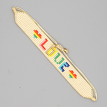 Miyuki Seed Braided Bead Bracelet, Word Adjustable Bracelet, Colorful, no size