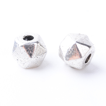 Tibetan Style Alloy Spacer Beads, Polygon, Cadmium Free & Lead Free, Antique Silver, 5x4.5mm, Hole: 1mm, about 2770pcs/1000g