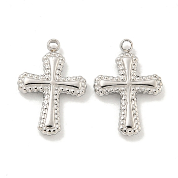 304 Stainless Steel Charms, Cross Charms, Stainless Steel Color, 14x9.5x1.7mm, Hole: 1mm